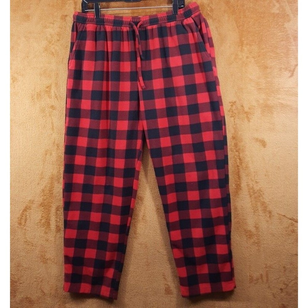 CLUB ROOM Pajama Pants Mens XL Red Check Buffalo Plaid Fleece Cozy Comfort PJ